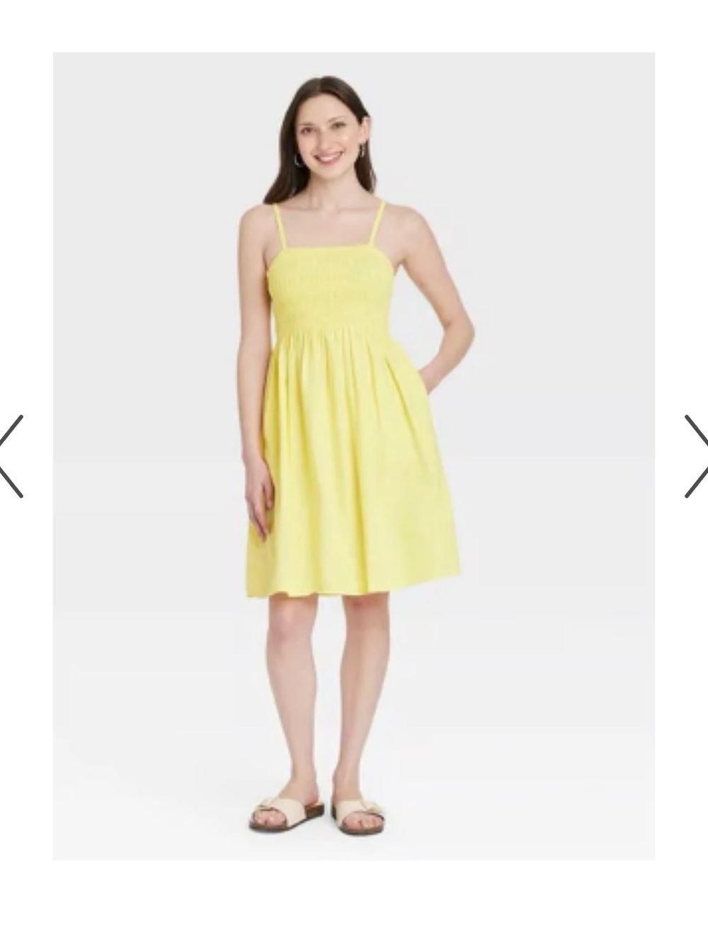 Linen Yellow Smocked Mini Sundress